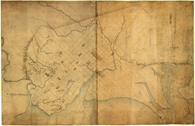 Gestrichelte Karte von Washington, D.C., 1791, vor dem 19. August von Pierre Charles L