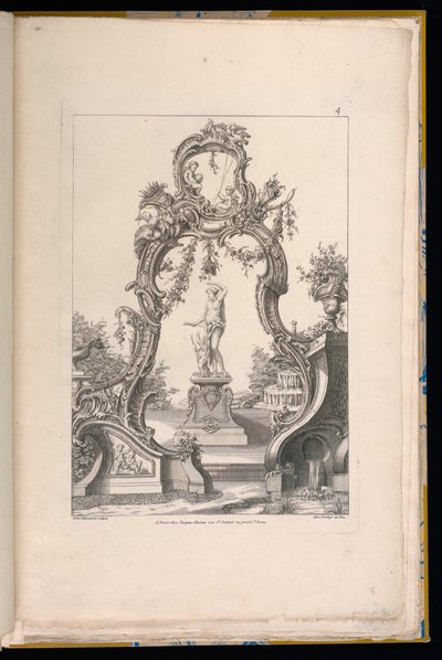 Kartusche und Brunnen mit Venus und Amor von Pierre Edme Babel