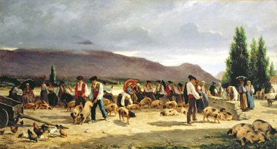 Der Schweinemarkt, 1875 von Pierre Edmond Alexandre Hedouin