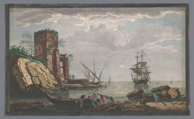 Blick auf eine Küste in der Umgebung von Toulon bei Mondlicht von Pierre François Basan