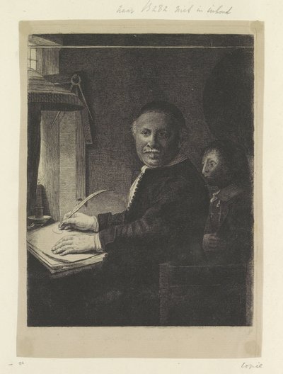 Porträt des Schreibmeisters Lieven Willemsz. van Coppenol: kleine Platte von Pierre François Basan