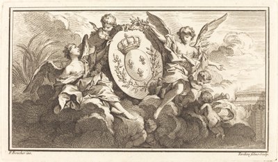 Königliches Wappen von Ludwig XV. von Pierre François Tardieu or Jacques Nicolas Tardieu after François Boucher