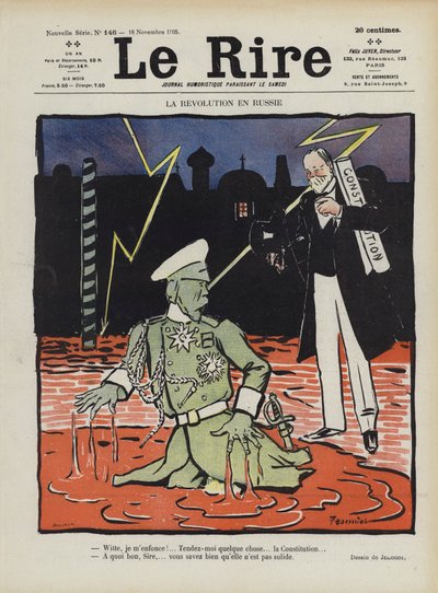 Revolution in Russland. Illustration für Le Rire von Pierre Georges Jeanniot