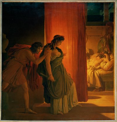 Klytämnestra zögert, bevor sie ihren schlafenden Ehemann tötet von Pierre Guérin