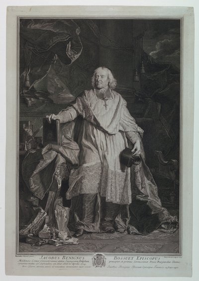 Porträt von Kardinal Jaques Benigne Bossuet (1627-1704) von Pierre Imbert Drevet