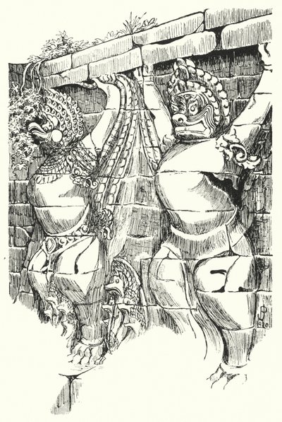 Garudas, Elefantenterrasse (Gravur) von Pierre Jeannerat de Beerski