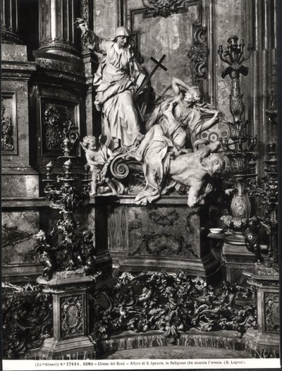 Der Altar des Heiligen Ignatius von Loyola, Detail des Sieges der katholischen Wahrheit über die Häresie von Pierre Legros