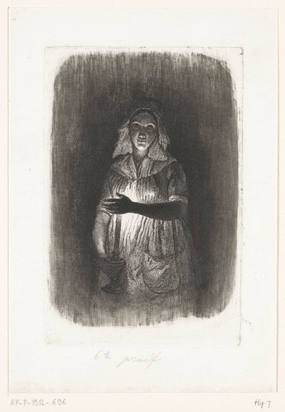 Dienstmädchen mit brennender Kerze von Pierre Louis Dubourcq