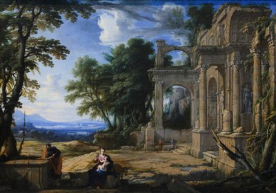 Landschaft mit der Rast auf der Flucht nach Ägypten von Pierre Patel