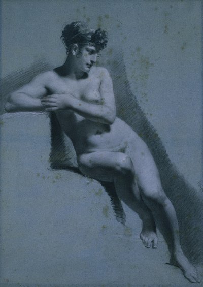 Studie einer sitzenden nackten Frau, nach rechts blickend (recto) von Pierre Paul Prud
