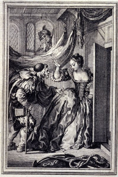 Le Calendrier des Aniards - in „Erzählungen und neue Verse“ von Jean La Fontaine. 1776. Illustration von P.P. Choffard von Pierre Philippe Choffard