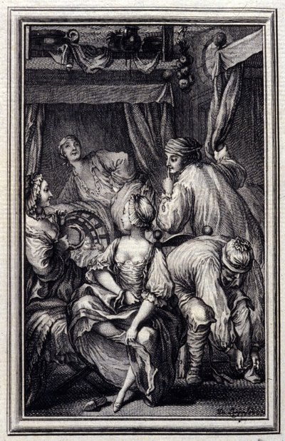 Le Cradle - in „Tales et nouvelles en vers“ von Jean La Fontaine. 1776. Illustration von P.P. Choffard von Pierre Philippe Choffard