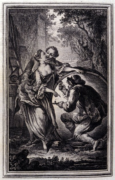 Der Bottich - in „Tales et nouvelles en vers“ von Jean La Fontaine. 1776. Illustration von P.P. Choffard. von Pierre Philippe Choffard