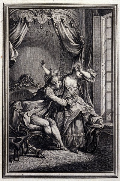 Richard Minulto - in „Erzählungen und neue Verse“ von Jean La Fontaine. 1776. Illustration von P.P. Choffard. von Pierre Philippe Choffard