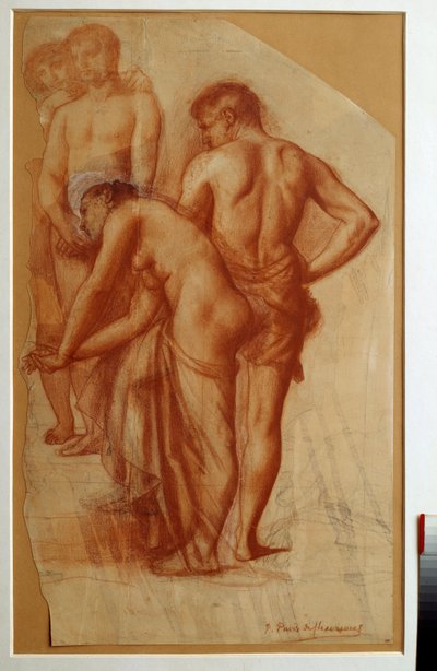 Studie von 4 Figuren für „Ruhe“. Zeichnung von Pierre de Puvis De Chavannes (1824-1898) von Pierre Puvis de Chavannes