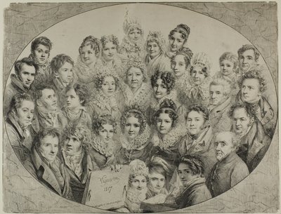 Einunddreißig Porträts in einem Oval von Pierre Roch Vigneron
