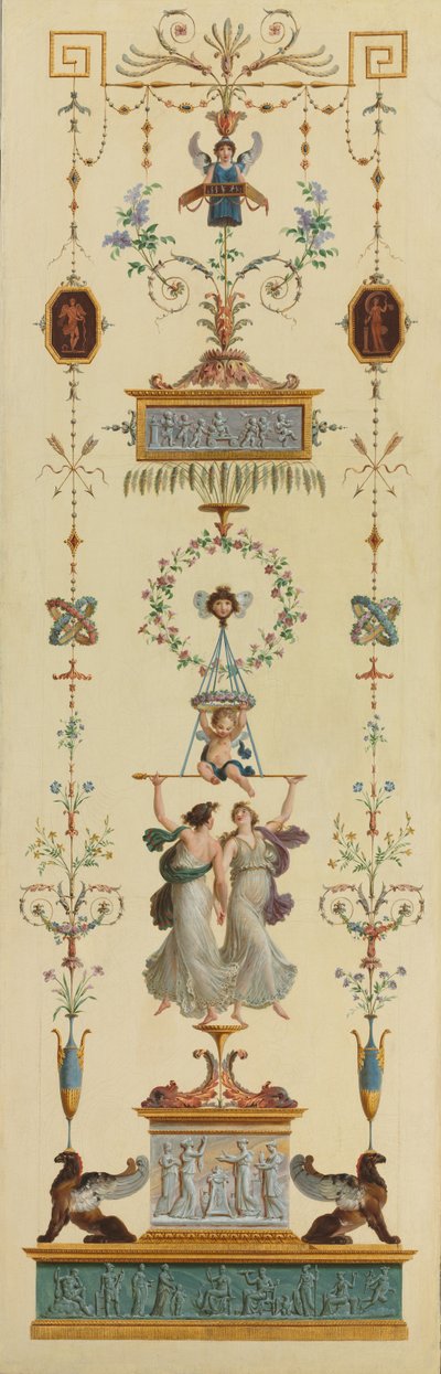 Dekorative Paneele, Doppelflügeltüren, Übermalungen von Pierre Rousseau