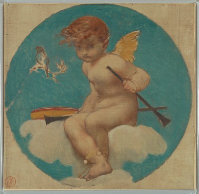 Studie für Rundel mit Putto, der Musikattributen hält von Pierre Victor Galland
