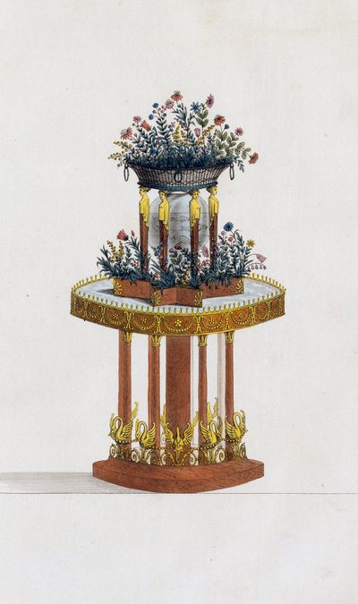 Mahagoni- und Bronzenblumenständer, Tafel 287, Illustration aus Collection de meubles et objects de gout von Pierre de La Mesangere