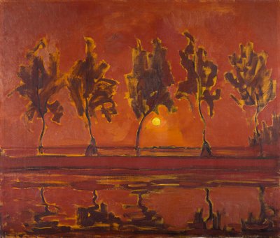 Bäume am Gein mit aufgehendem Mond, 1907 von Piet Mondrian