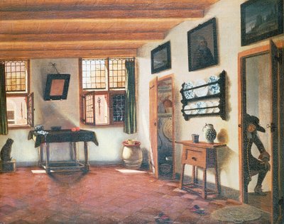 Innenraum eines niederländischen Hauses, ca. 1670, Gemälde von Pieter Janssens Elinga von Pieter Janssens
