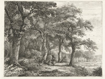 Waldlandschaft mit Mann mit Rucksack von Pieter Casper Christ