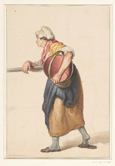 Stehende Frau mit einem Eimer unter dem Arm von Pieter Christoffel Wonder