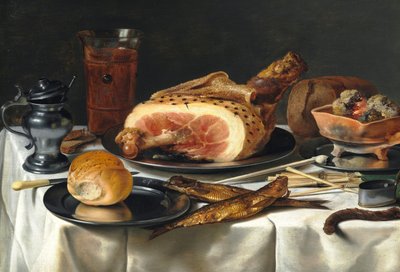 Stillleben mit Schinken von Pieter Claesz