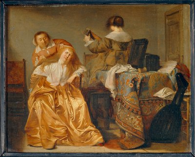 Dame bei ihrer Toilette von Pieter Codde