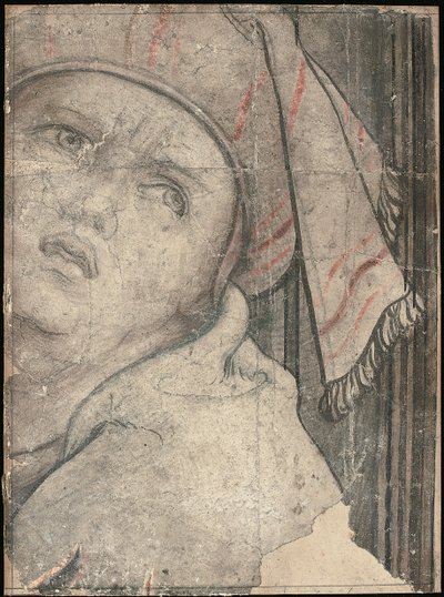 Kopf eines Mannes in einem Turban, der nach oben schaut von Pieter Coecke van Aelst