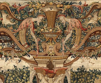 Vertumnus und Pomona: Vertumnus verwandelt sich in einen Baumschneider, um 1550 von Pieter Coecke van Aelst