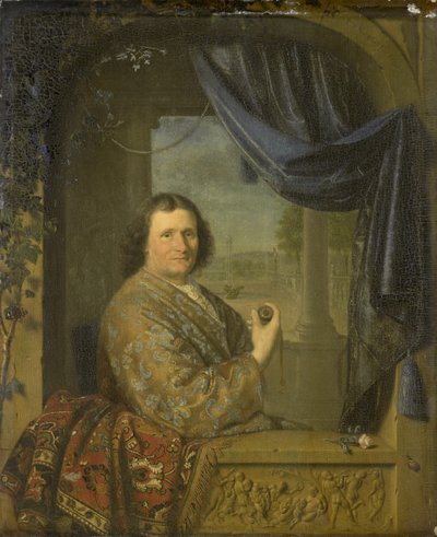 Porträt eines Mannes mit einer Uhr, 1688 von Pieter Cornelisz Slingelandt van