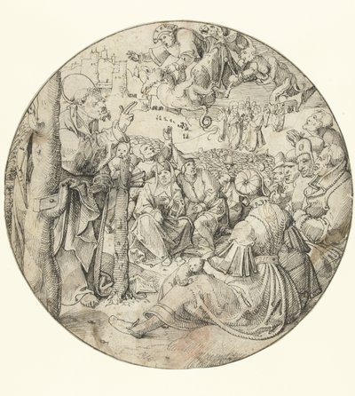 Petrus verursacht den Sturz des Zauberers Simon von Pieter Cornelisz. genaamd Kunst