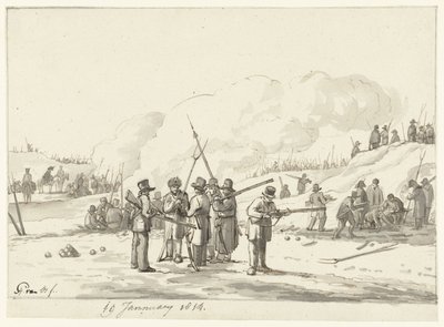 Lager von Bürgern in den Dünen von Nordholland, 19. Januar 1814 von Pieter Gerardus van Os (signed by artist)
