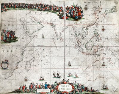 Karte der Ostindien, ca. 1666 von Pieter Goos