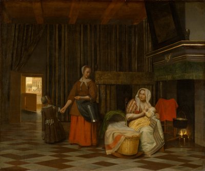 Frau und Kind mit Dienstmädchen von Pieter Hooch de