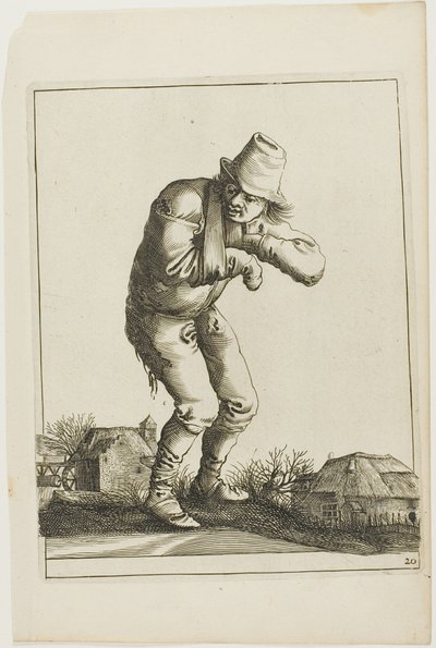 Landstreicher mit Schleuder, aus T is al verwart-gaern (Es ist schon verwirrend) von Pieter Jansz. Quast