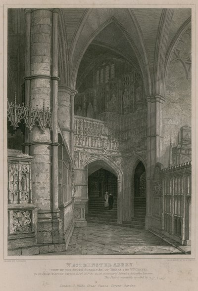 Ansicht des südlichen Schirms der Henry V. Kapelle, Westminster Abbey von Pieter Jansz. Quast