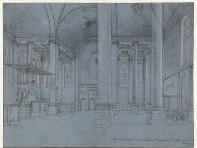Ansicht des Inneren der Nieuwe Kerk, Haarlem, vom Ostende des Nordschiffs nach Westen blickend von Pieter Jansz Saenredam