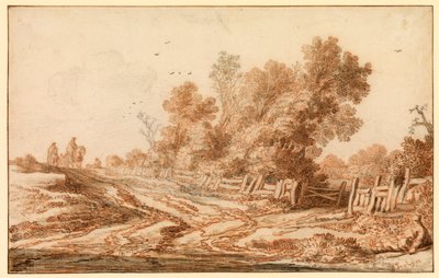 Landschaft mit Reisenden auf einer Straße, 1653 - 1657 von Pieter Molijn