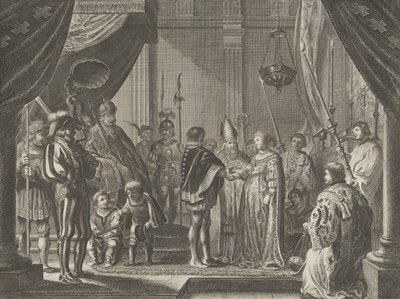 Tafel 7: Die Hochzeit von Francisco I de Medici und Johanna von Österreich, aus Caspar Barlaeus, 1638 von Pieter Nolpe