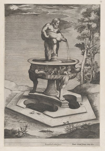 Speculum Romanae Magnificentiae: Ein Brunnen und Becken von Pieter Perret