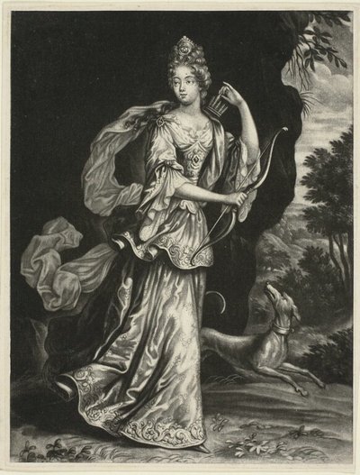 Anne Catharine Mouy, Gräfin von Broglia, als Göttin Diana von Pieter Schenk