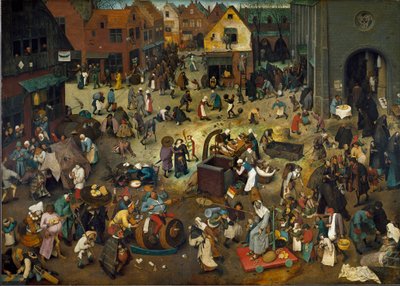 Der Kampf von Karneval (Fastnachtsdienstag) und Fastenzeit von Pieter The Elder Brueghel