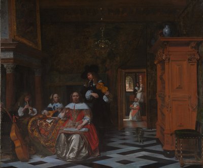 Porträt einer Familie beim Musizieren von Pieter de Hooch