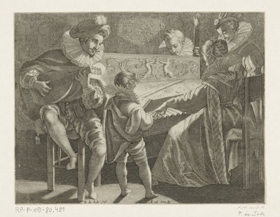 Musizierende Gesellschaft bei Fackellicht, ca. 1600 von Pieter de Jode (I)