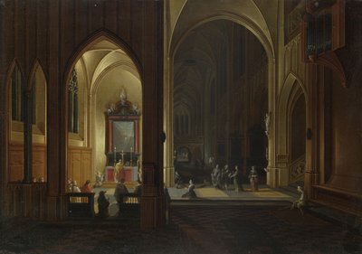 Abendgottesdienst in einer Kirche, 1649 von Pieter the Elder Neeffs
