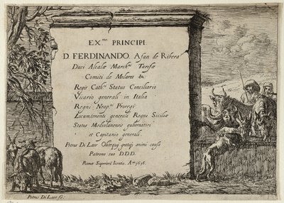 Stier, Kuh, Pferd und Esel in der Nähe eines Brunnens von Pieter van Laer