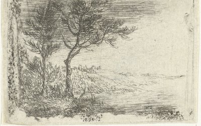 Landschaft mit zwei Bäumen von Pieter van Laer