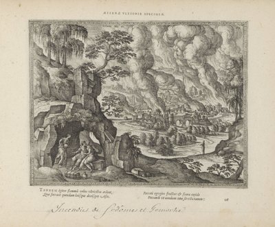 Zerstörung von Sodom und Gomorra / Lot und seine Töchter von Pieter van der Borcht (I)